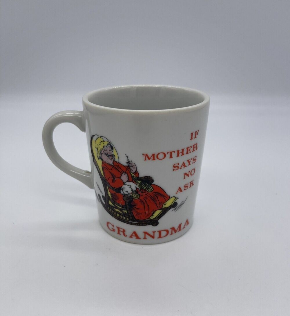 Vintage Novelty Coffee Mug If Mother Says No Ask Grandma Made in Japan